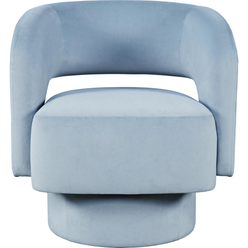 Sutton Split Back Curved Sculpture Swivel Accent Chair in Blue Fabric